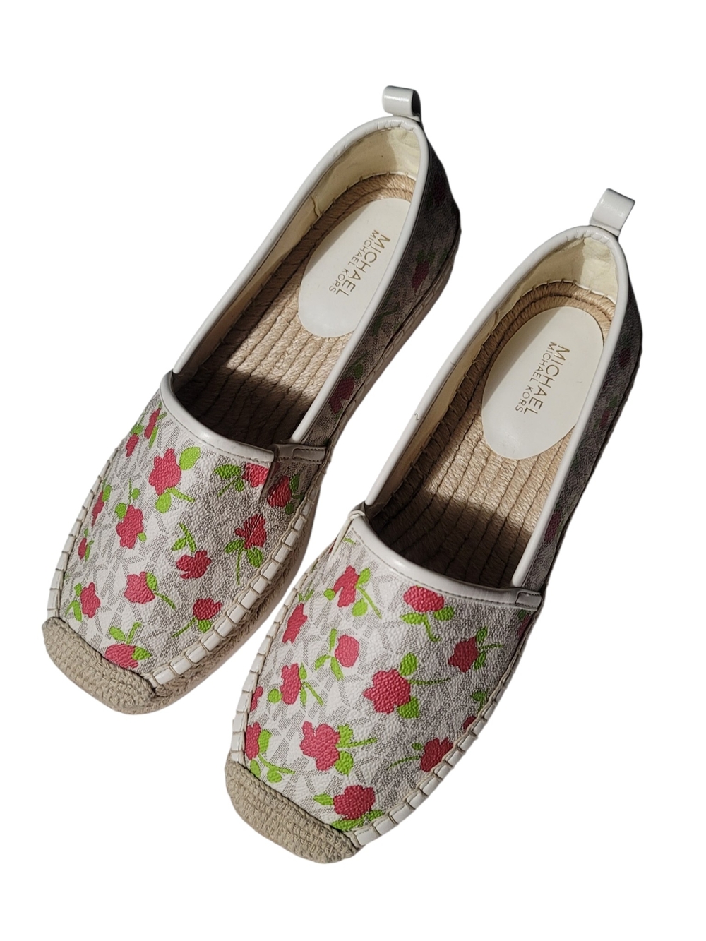 NWOB MICHAEL KORS LENNY ESPADRILLE Mini Rose Flat SZ 7.5 vanilla/cream